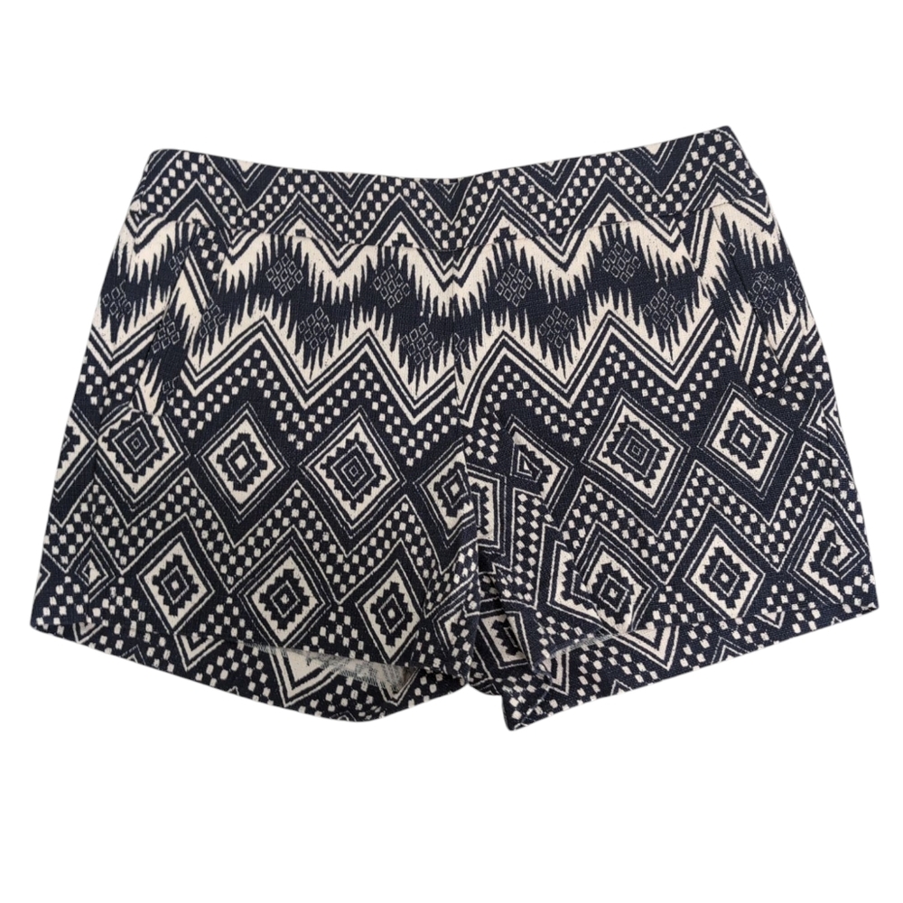 J. Crew 100% Cotton Shorts Aztec Design Women's Size 8